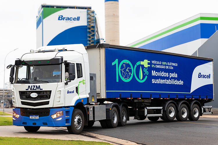 Bracell starts using electric truck to transport pulp