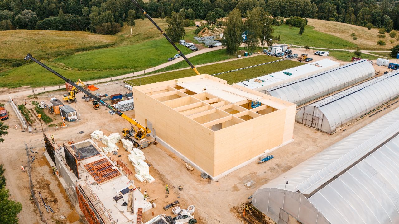 Latvijas Finieris progresses on wooden building complex at Zābaki tree nursery in Latvia